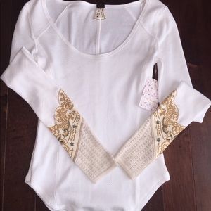 Free People Long Sleeve Henley Shirt.